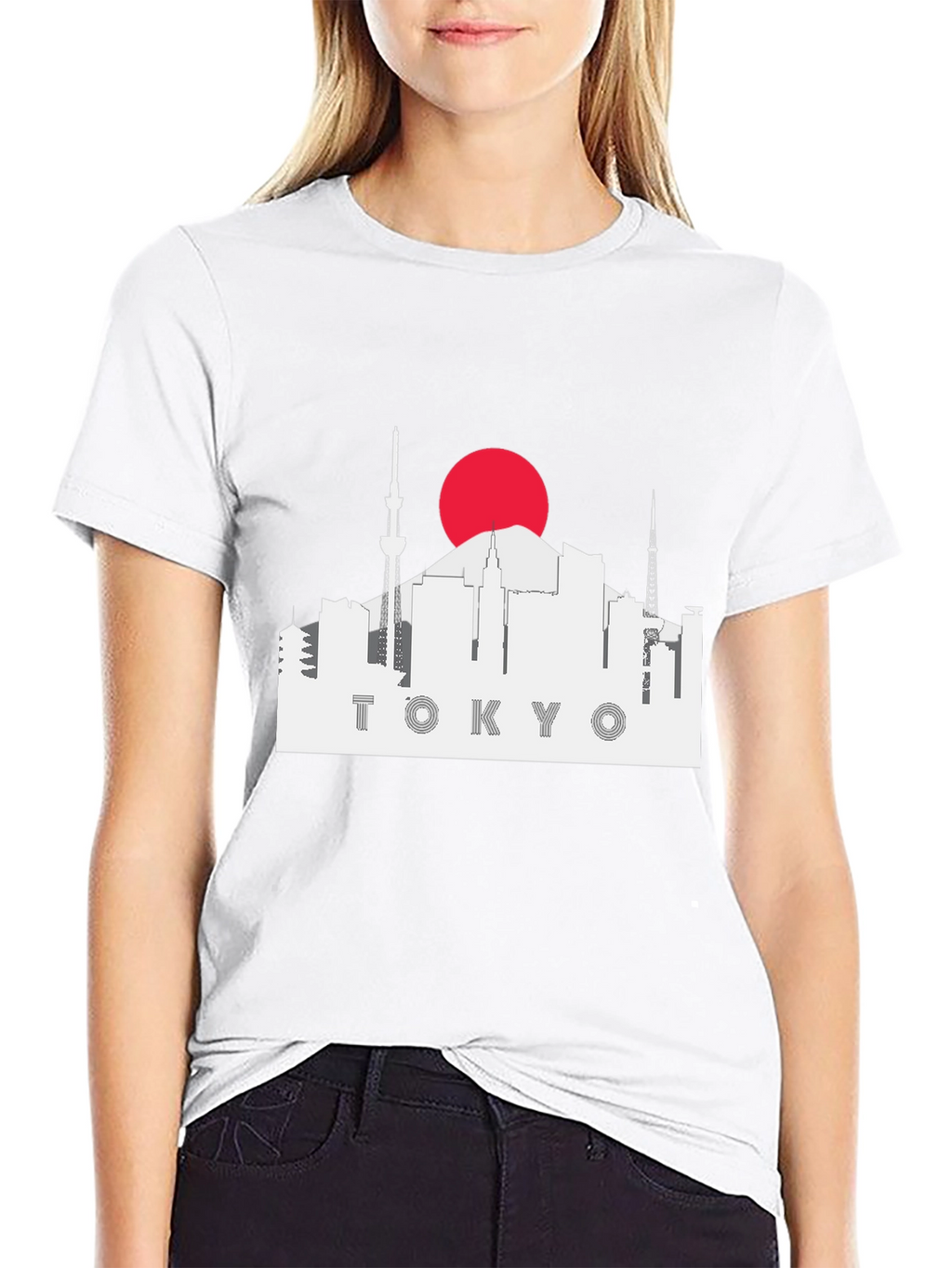 Tokyo Skyline Graphic Tee - Black Cotton T-Shirt