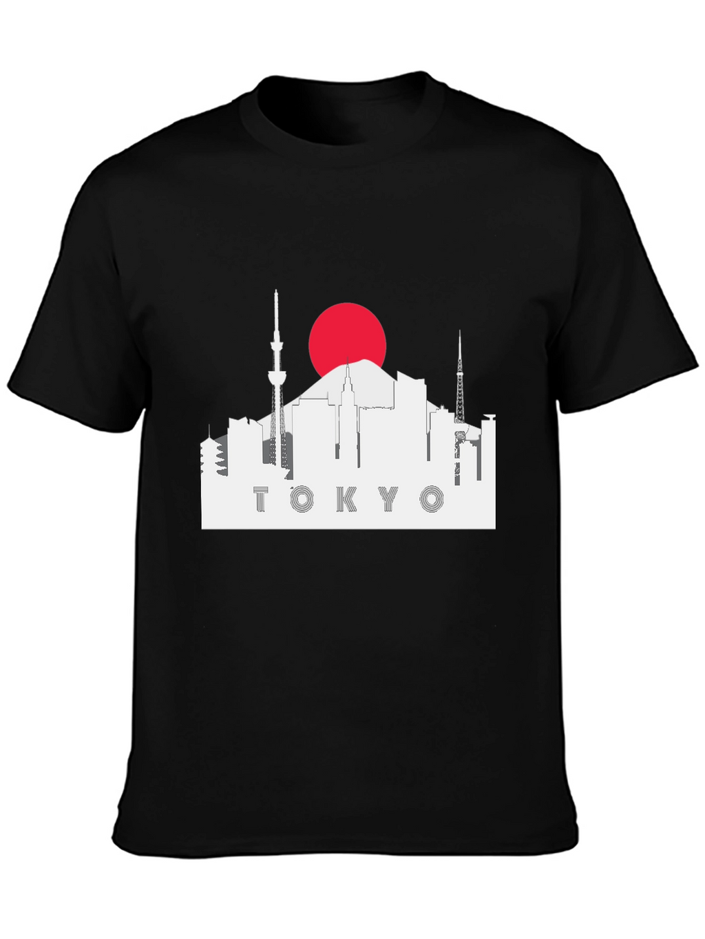Tokyo Skyline Graphic Tee - Black Cotton T-Shirt