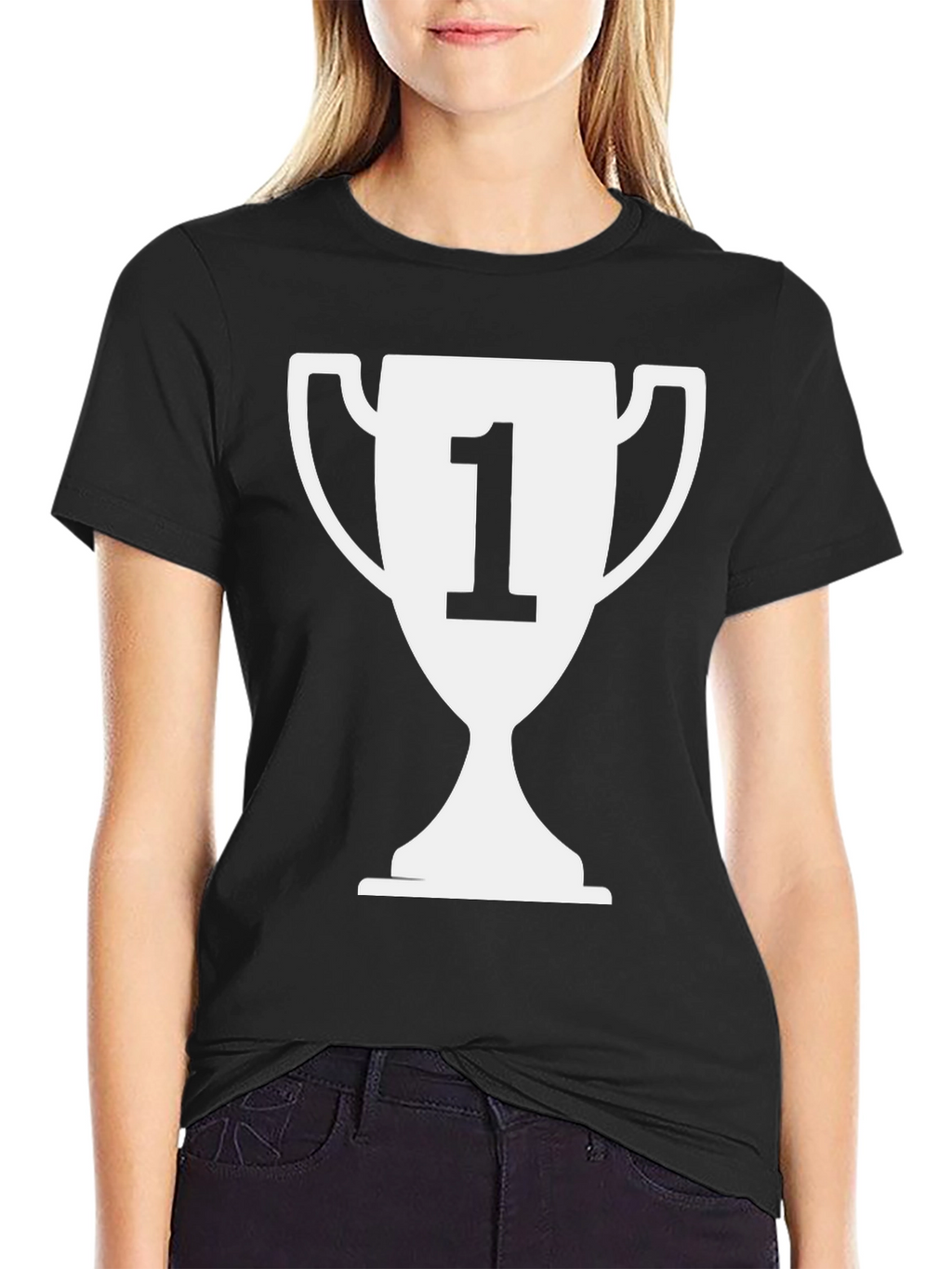 Winners Trophy Graphic Tee - Black Cotton T-Shirt