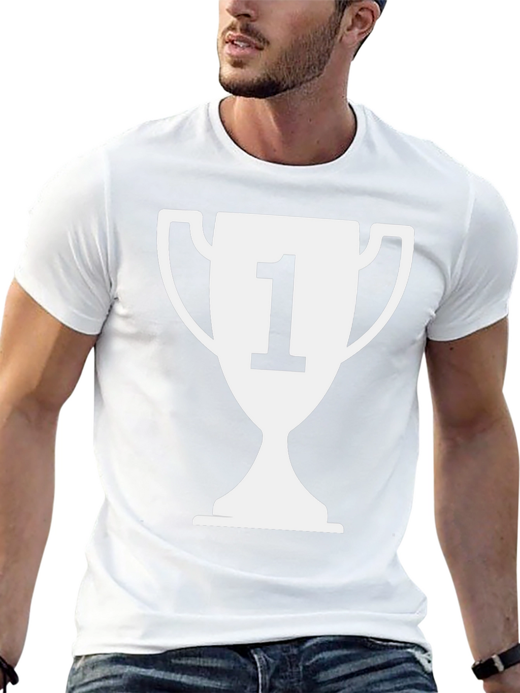 Winners Trophy Graphic Tee - Black Cotton T-Shirt