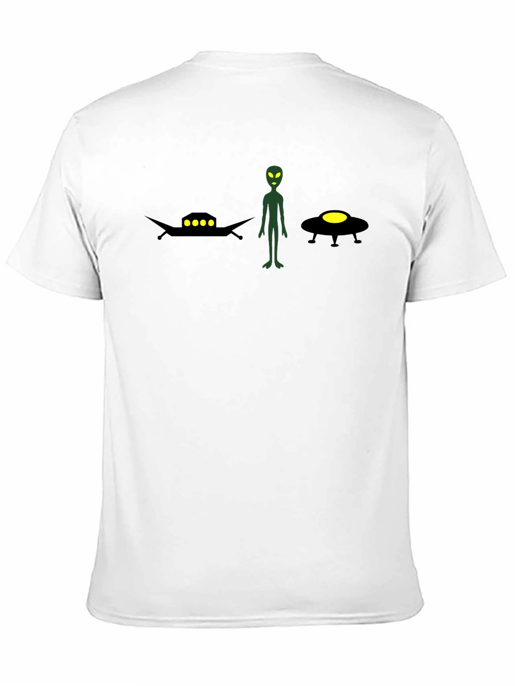 Alien UFO Graphic Tee - Black Cotton T-Shirt