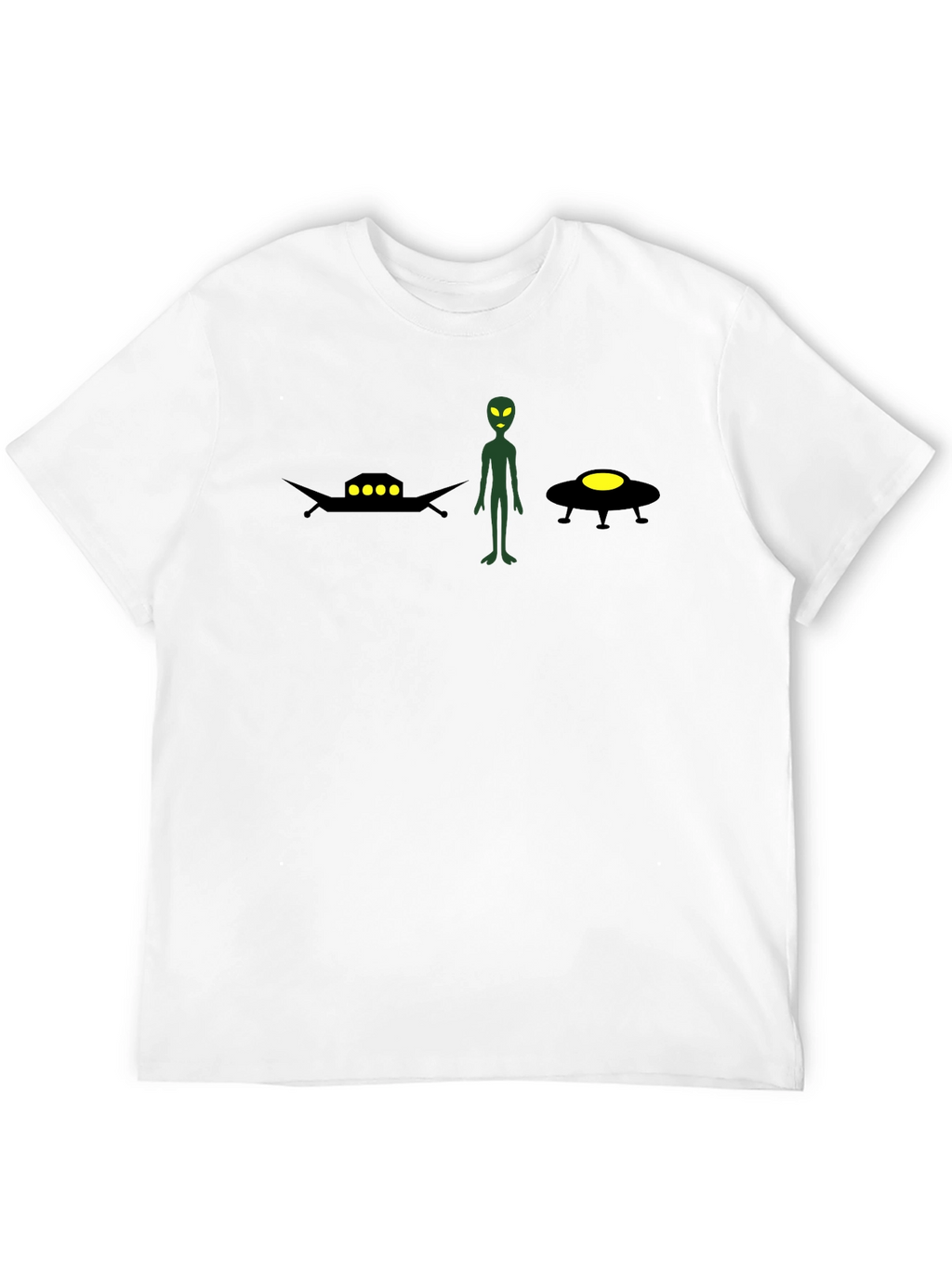 Alien UFO Graphic Tee - Black Cotton T-Shirt