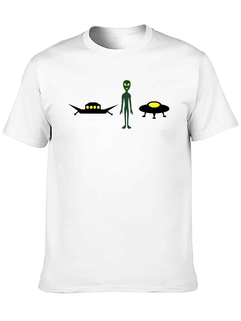 Alien UFO Graphic Tee - Black Cotton T-Shirt