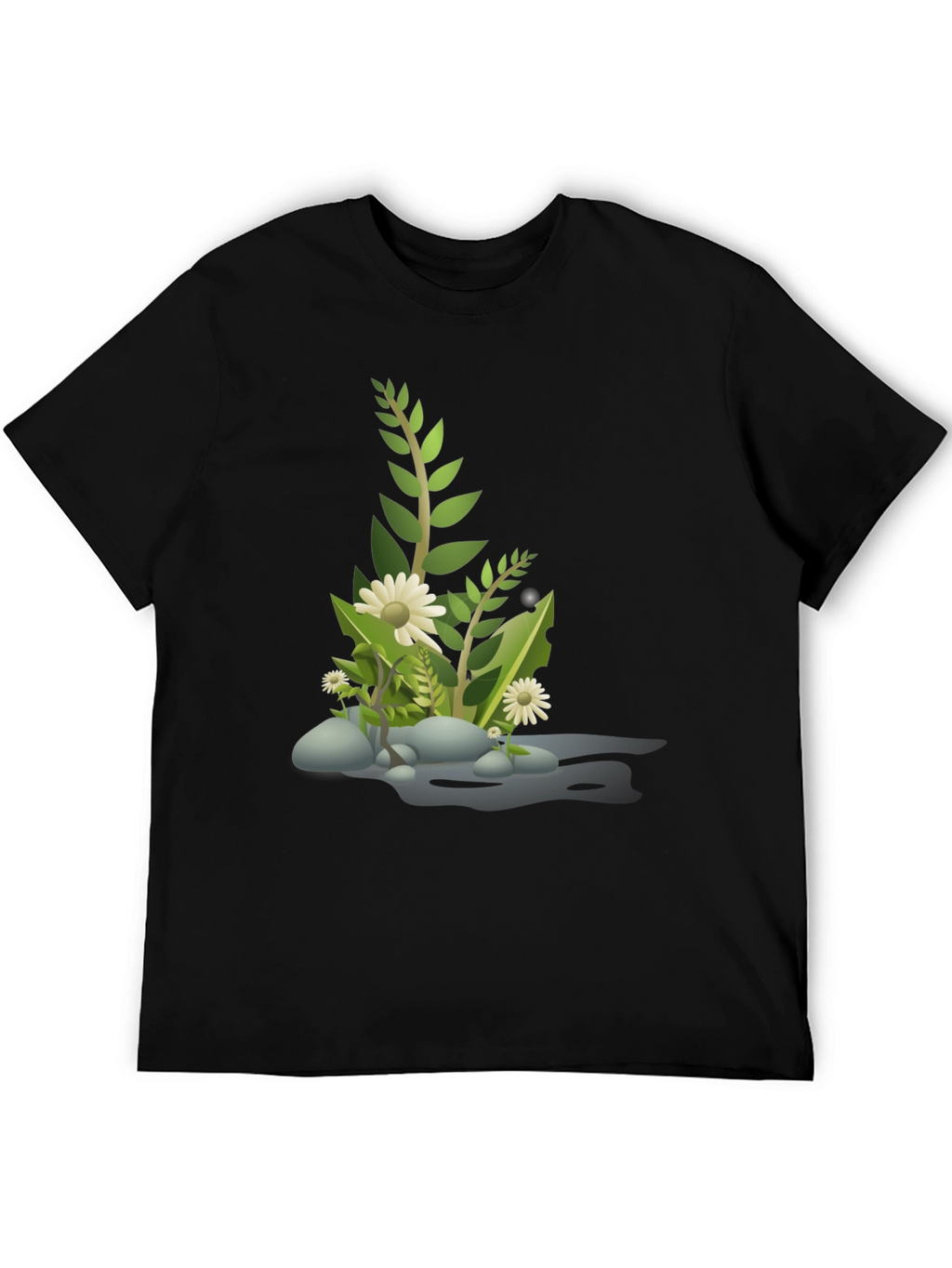 Nature Scene Graphic Tee - Black Cotton Blend