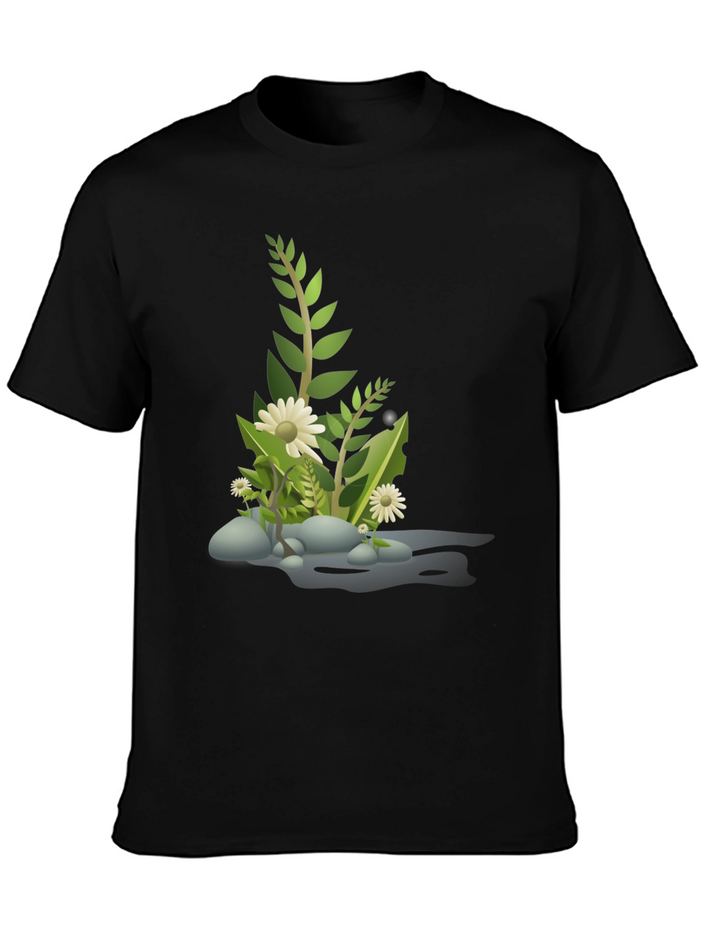 Nature Scene Graphic Tee - Black Cotton Blend