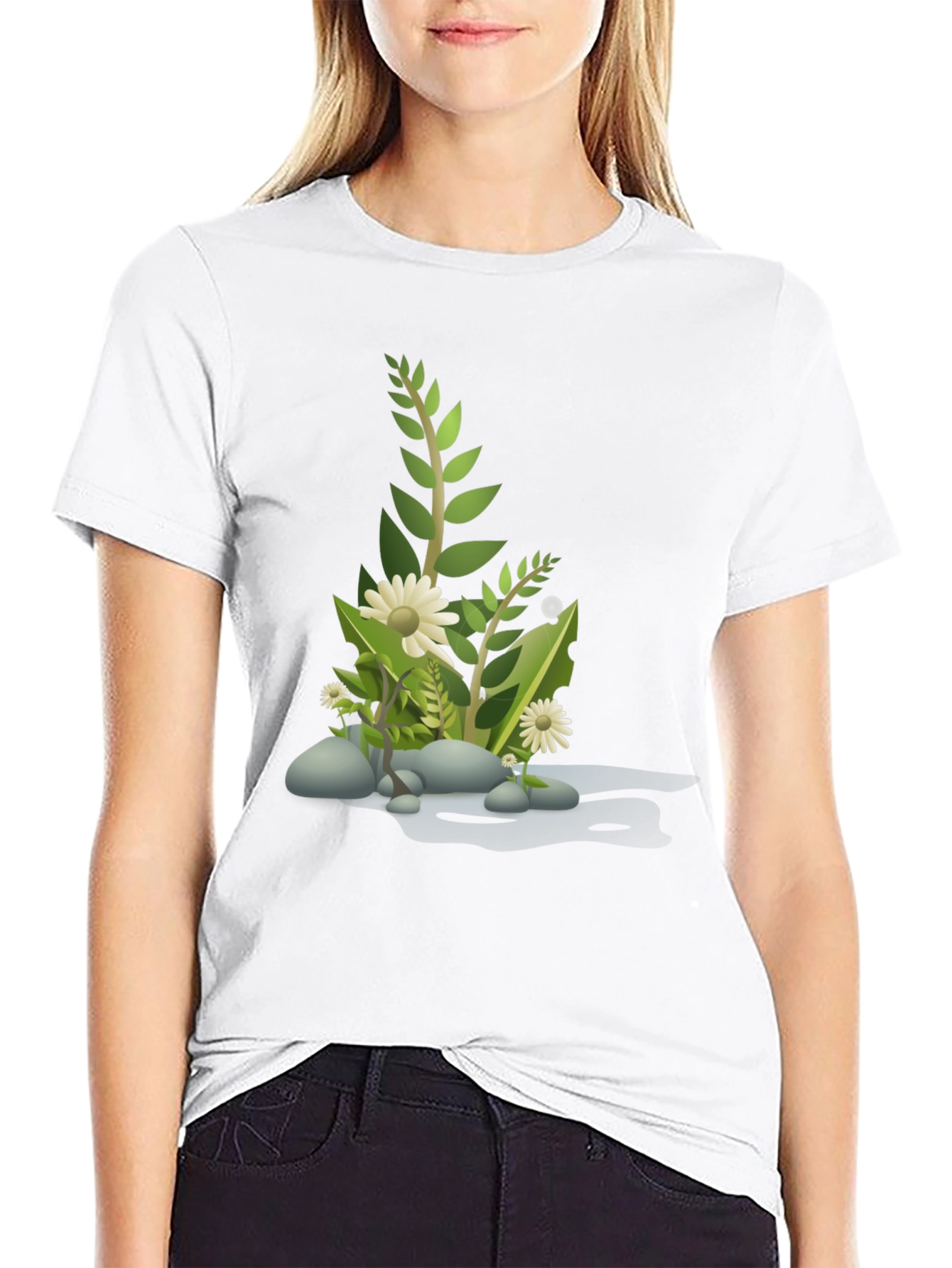 Nature Scene Graphic Tee - Black Cotton Blend
