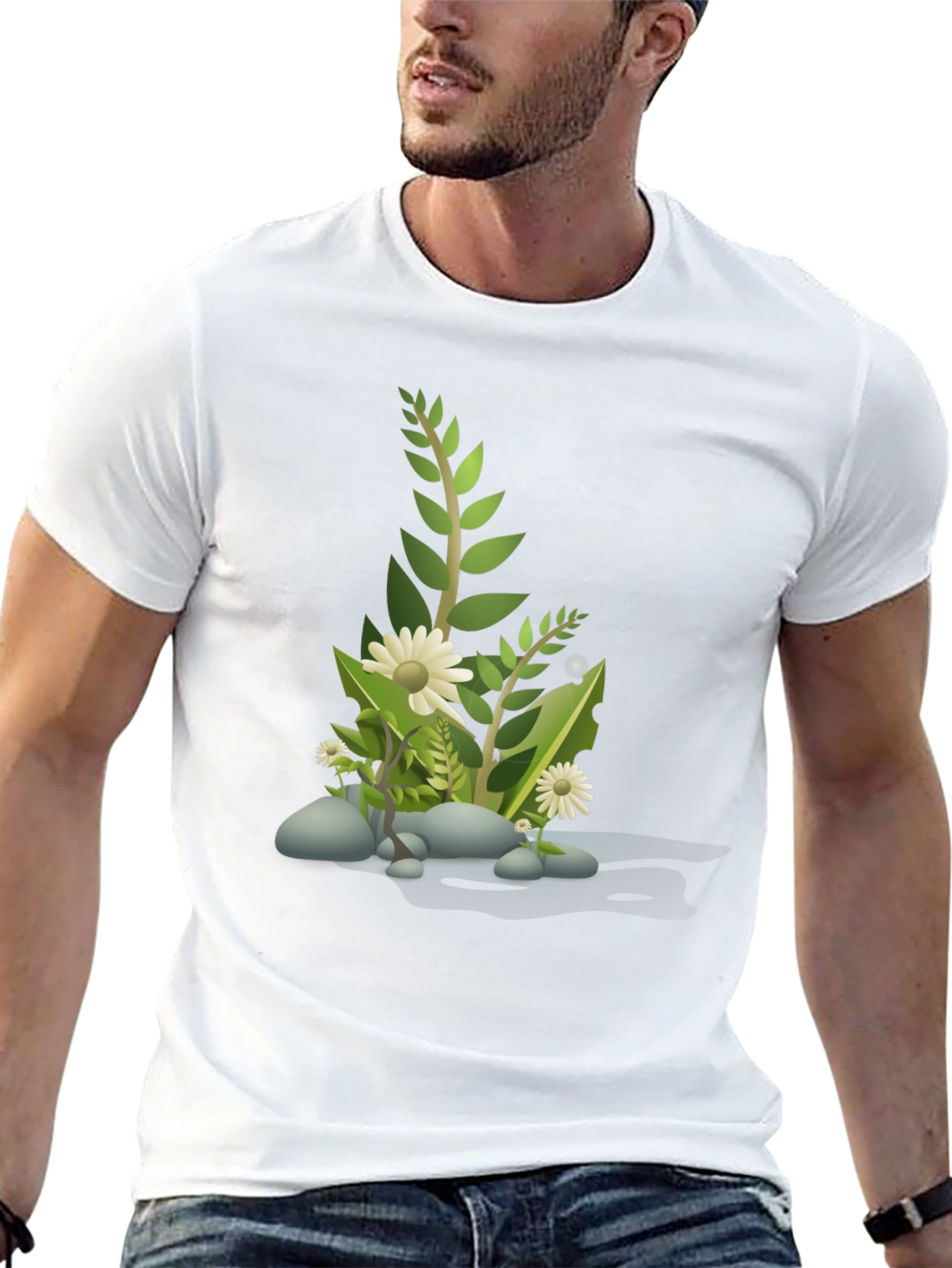Nature Scene Graphic Tee - Black Cotton Blend