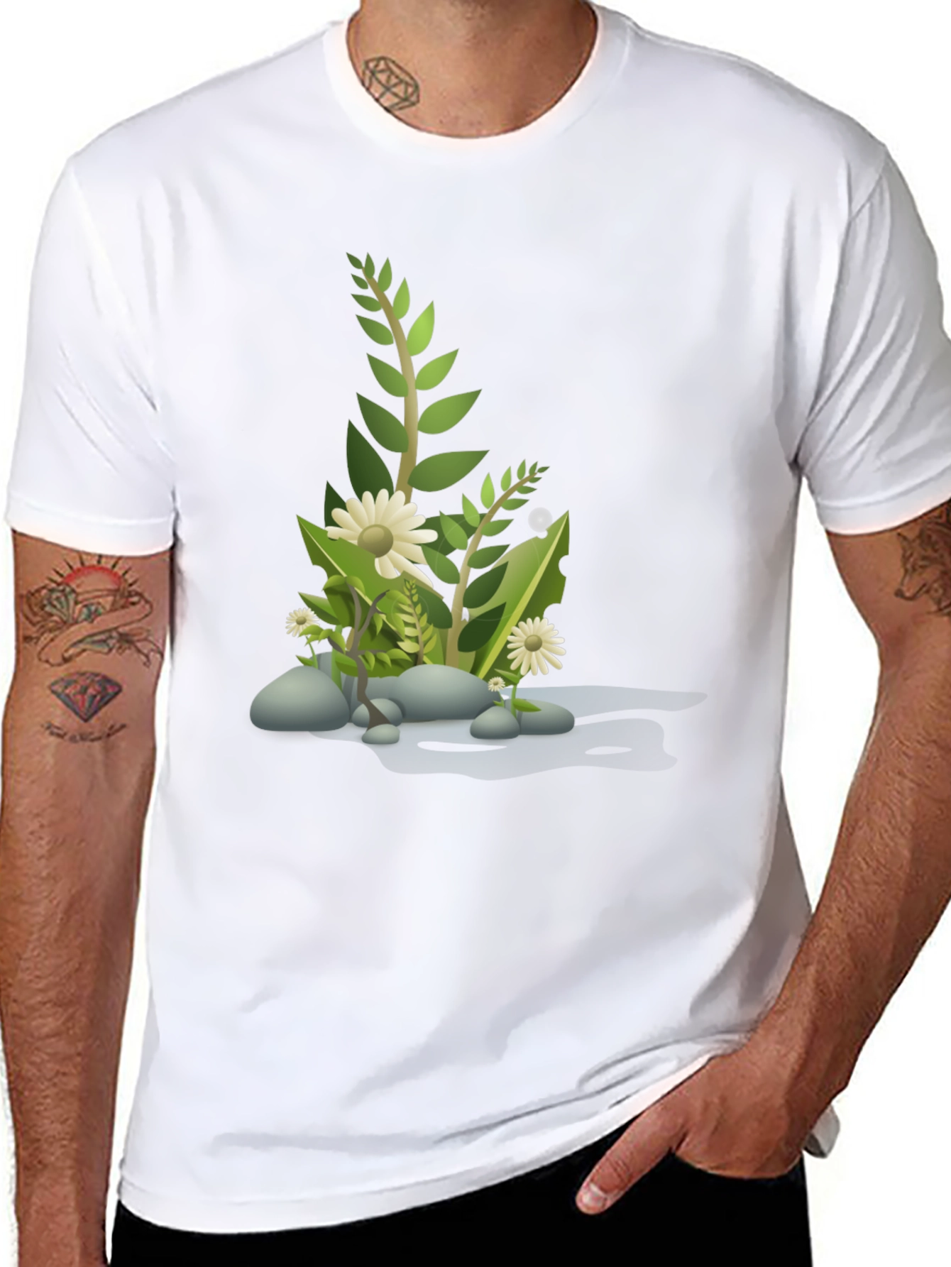 Nature Scene Graphic Tee - Black Cotton Blend