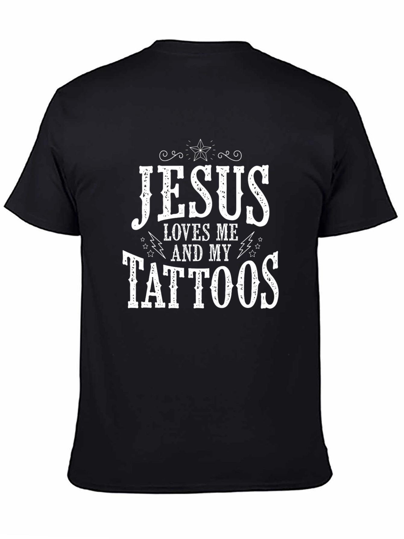 Jesus Loves Me and My Tattoos Black T-Shirt