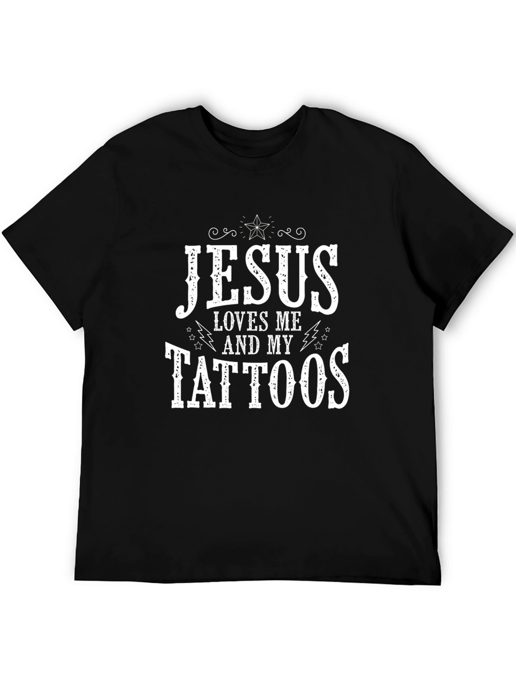 Jesus Loves Me and My Tattoos Black T-Shirt