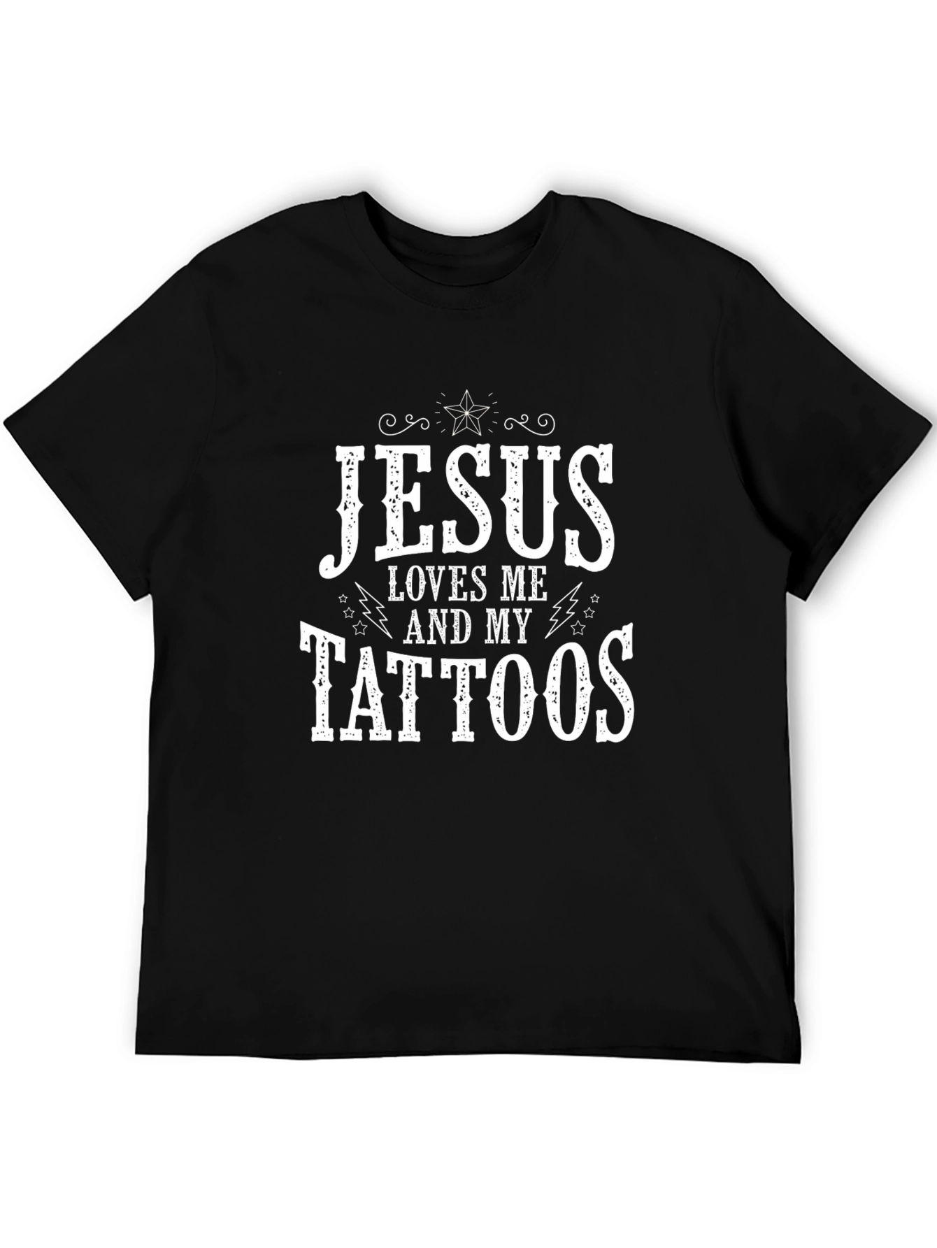 Jesus Loves Me and My Tattoos Black T-Shirt