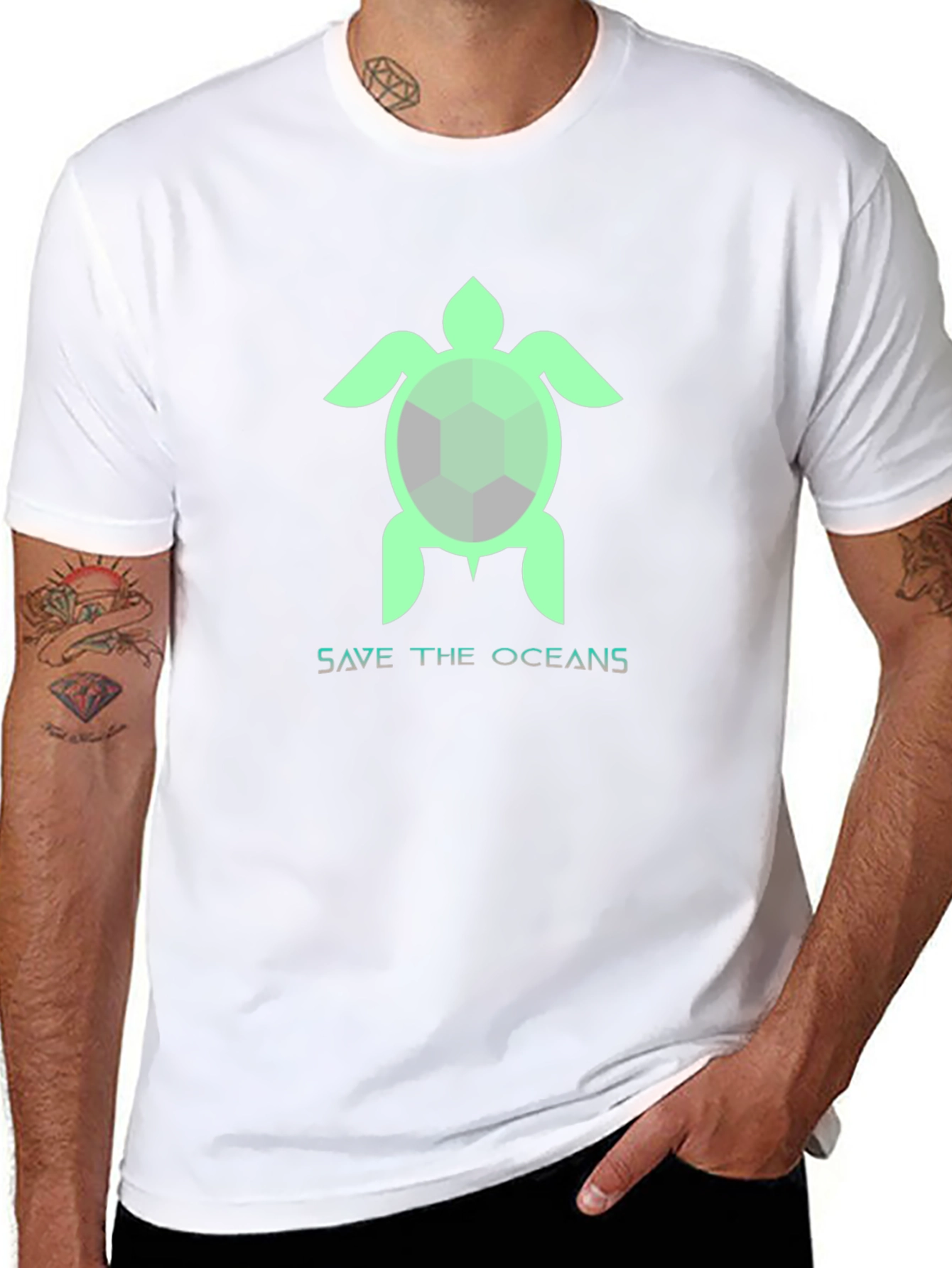 Save the Oceans Turtle Graphic T-Shirt