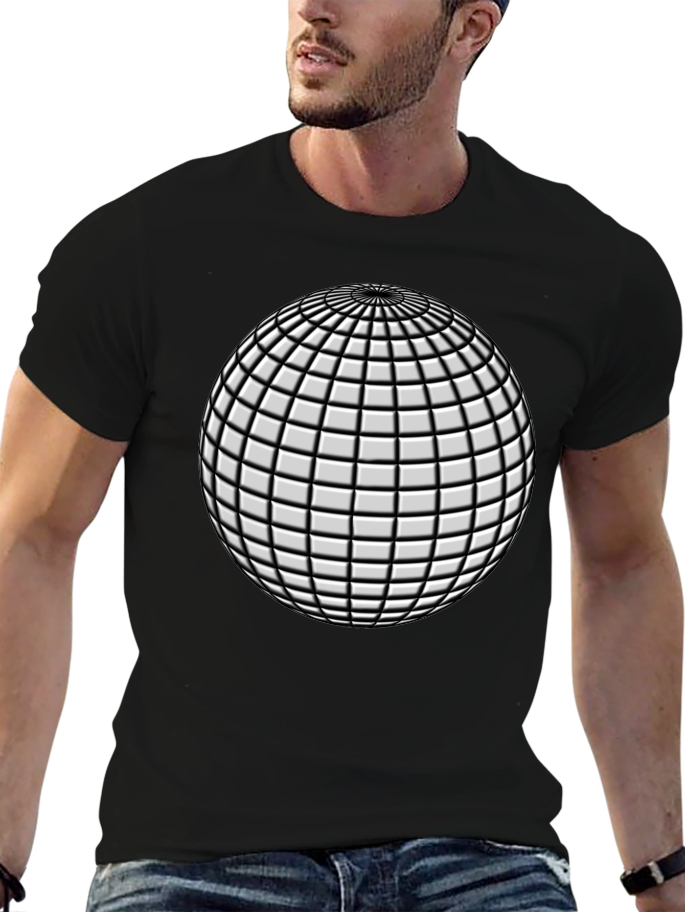 Abstract Sphere Graphic Black T-Shirt