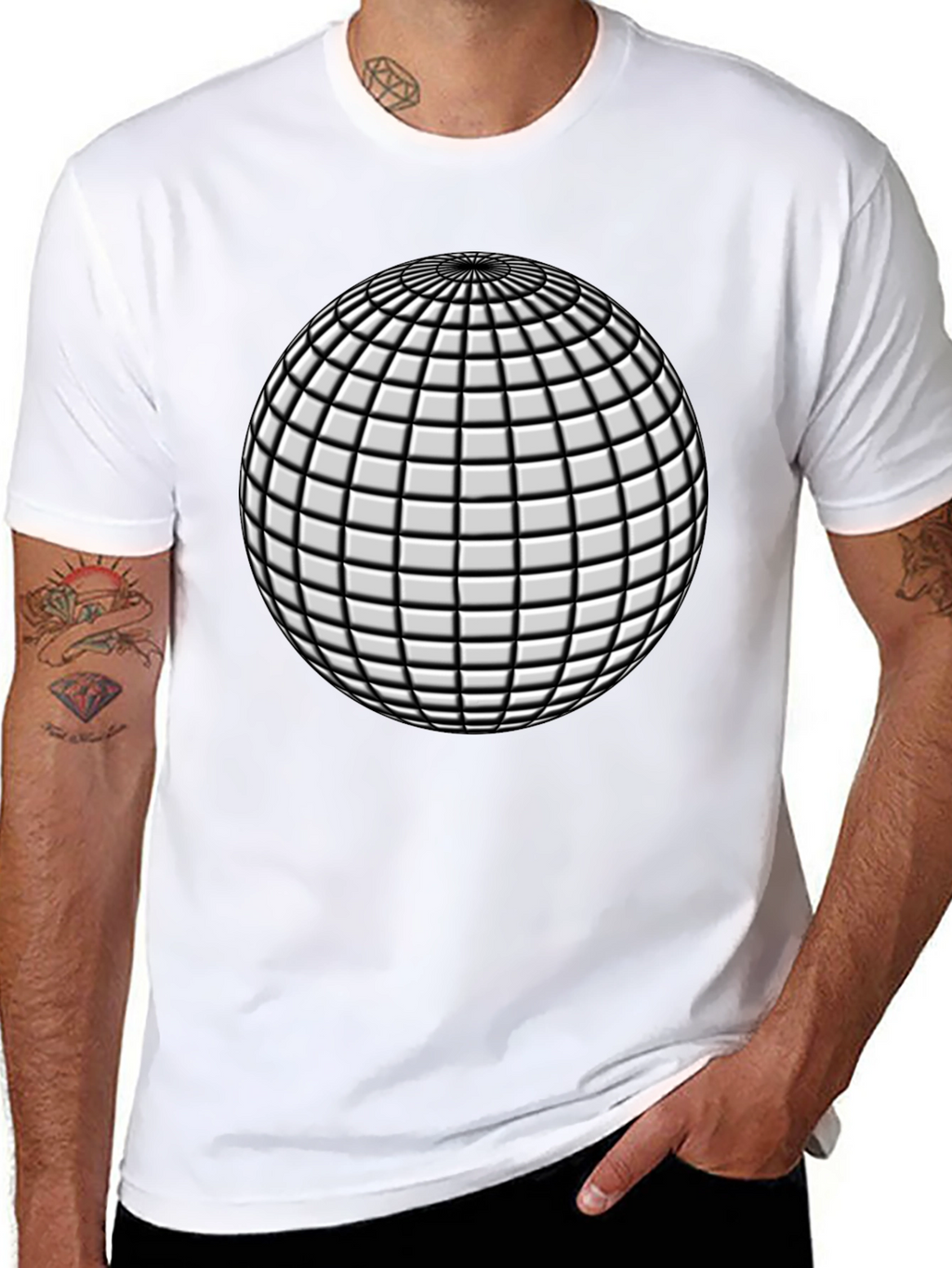 Abstract Sphere Graphic Black T-Shirt