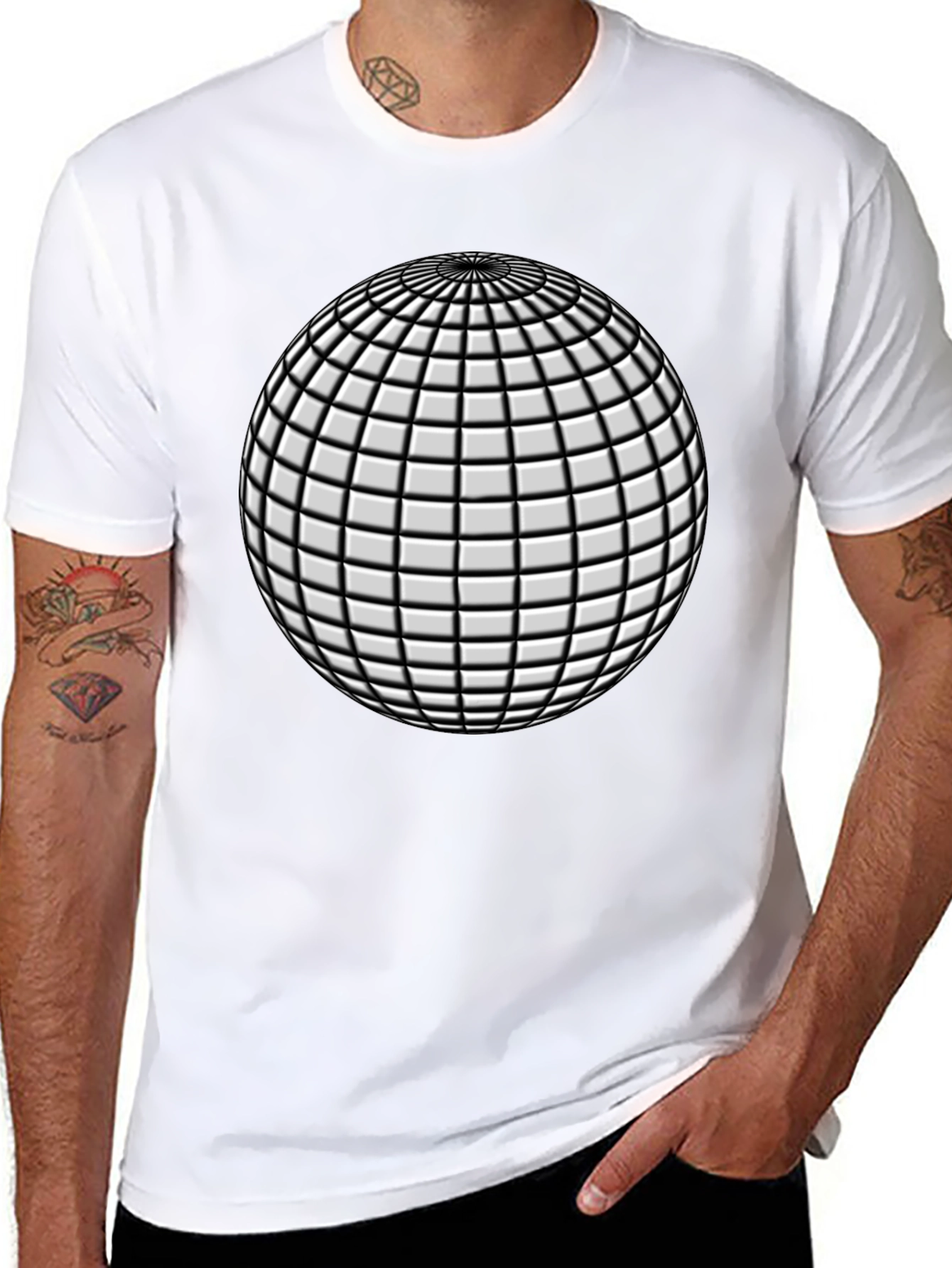 Abstract Sphere Graphic Black T-Shirt