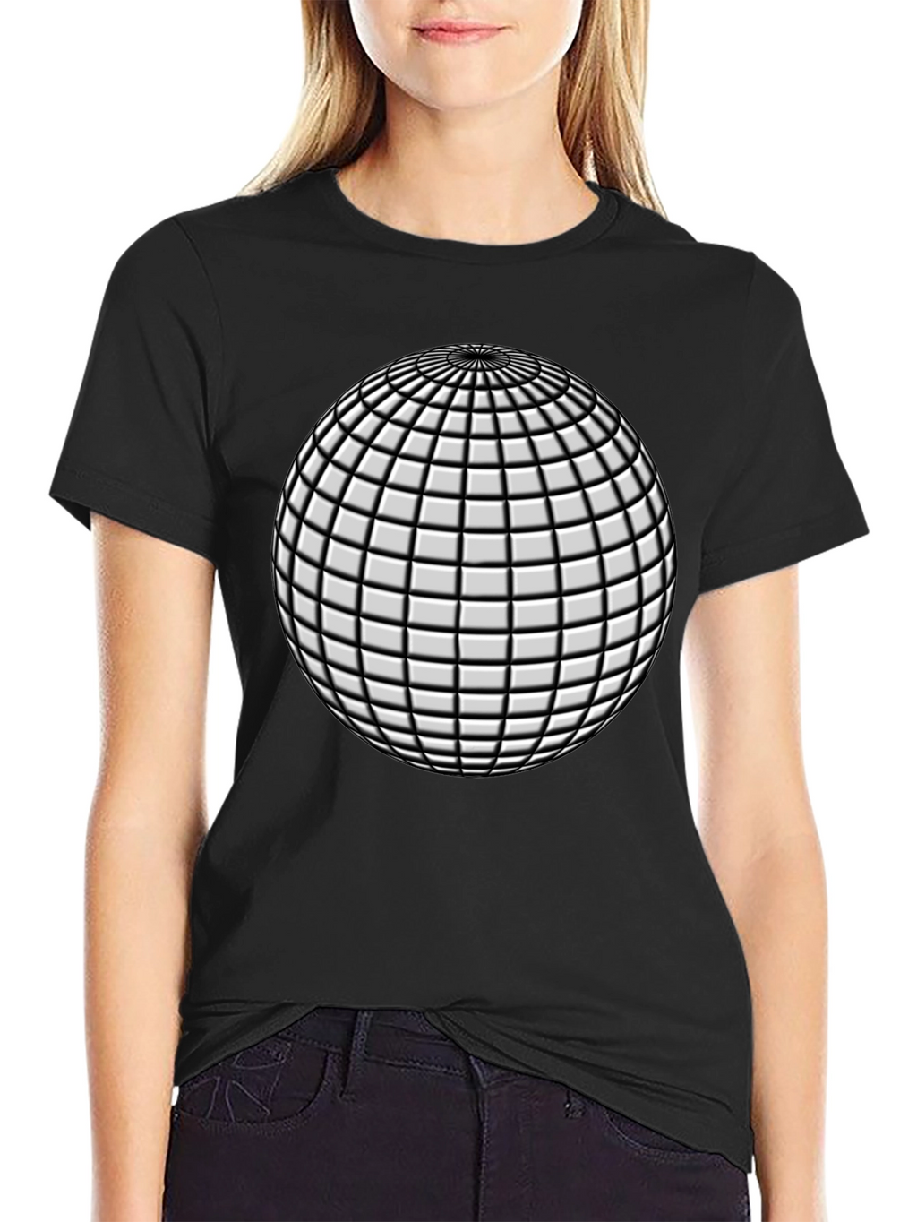 Abstract Sphere Graphic Black T-Shirt