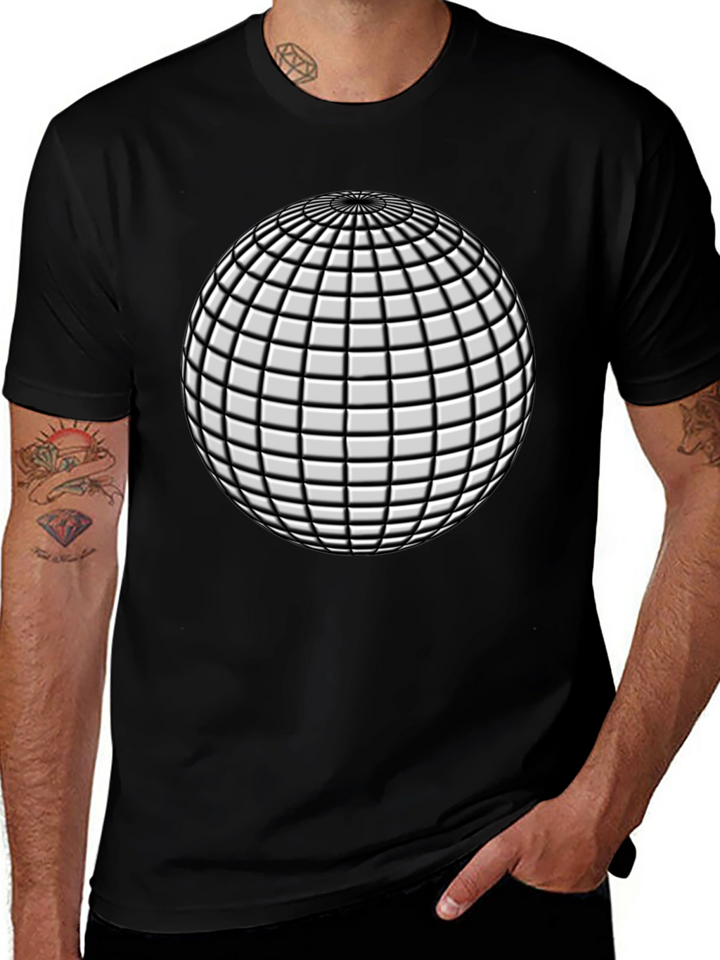 Abstract Sphere Graphic Black T-Shirt