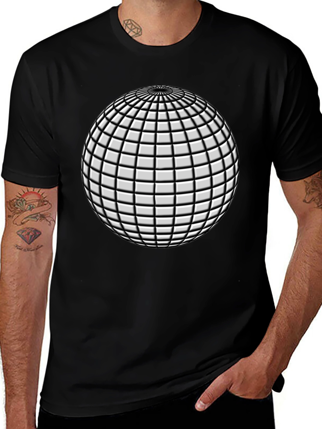 Abstract Sphere Graphic Black T-Shirt