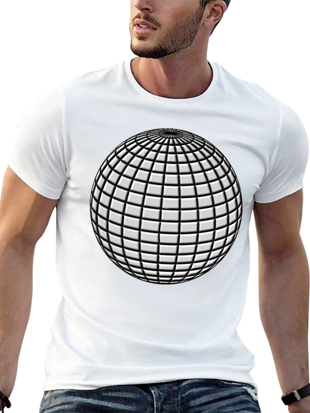 Abstract Sphere Graphic Black T-Shirt