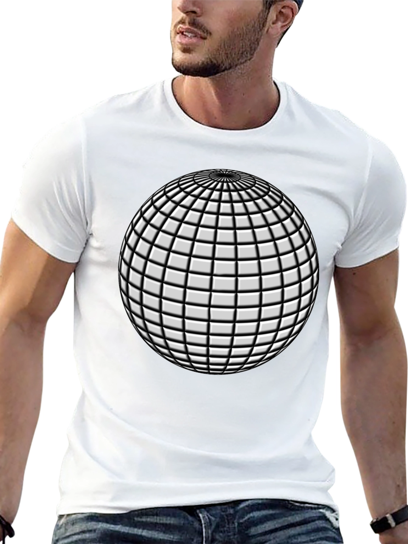 Abstract Sphere Graphic Black T-Shirt