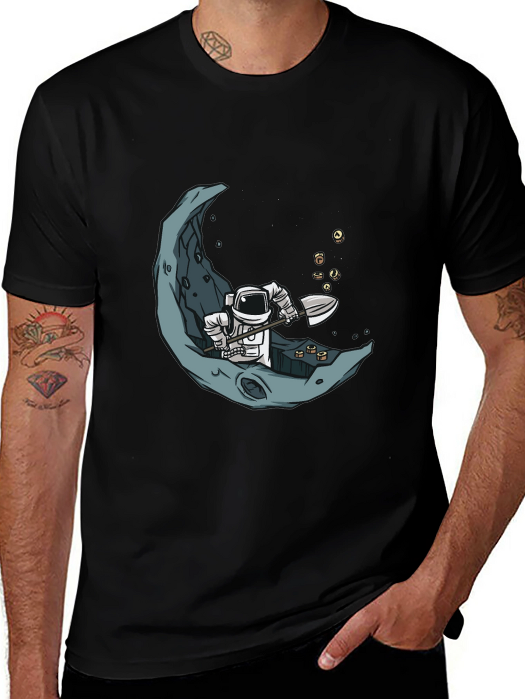 Astronaut Moon Mining Graphic Tee