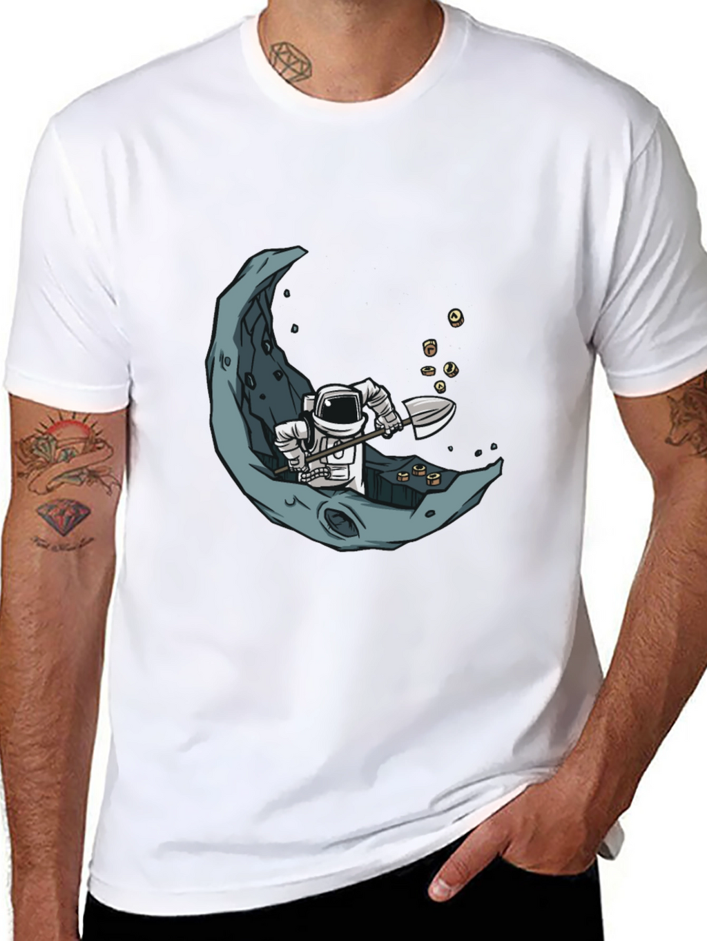 Astronaut Moon Mining Graphic Tee