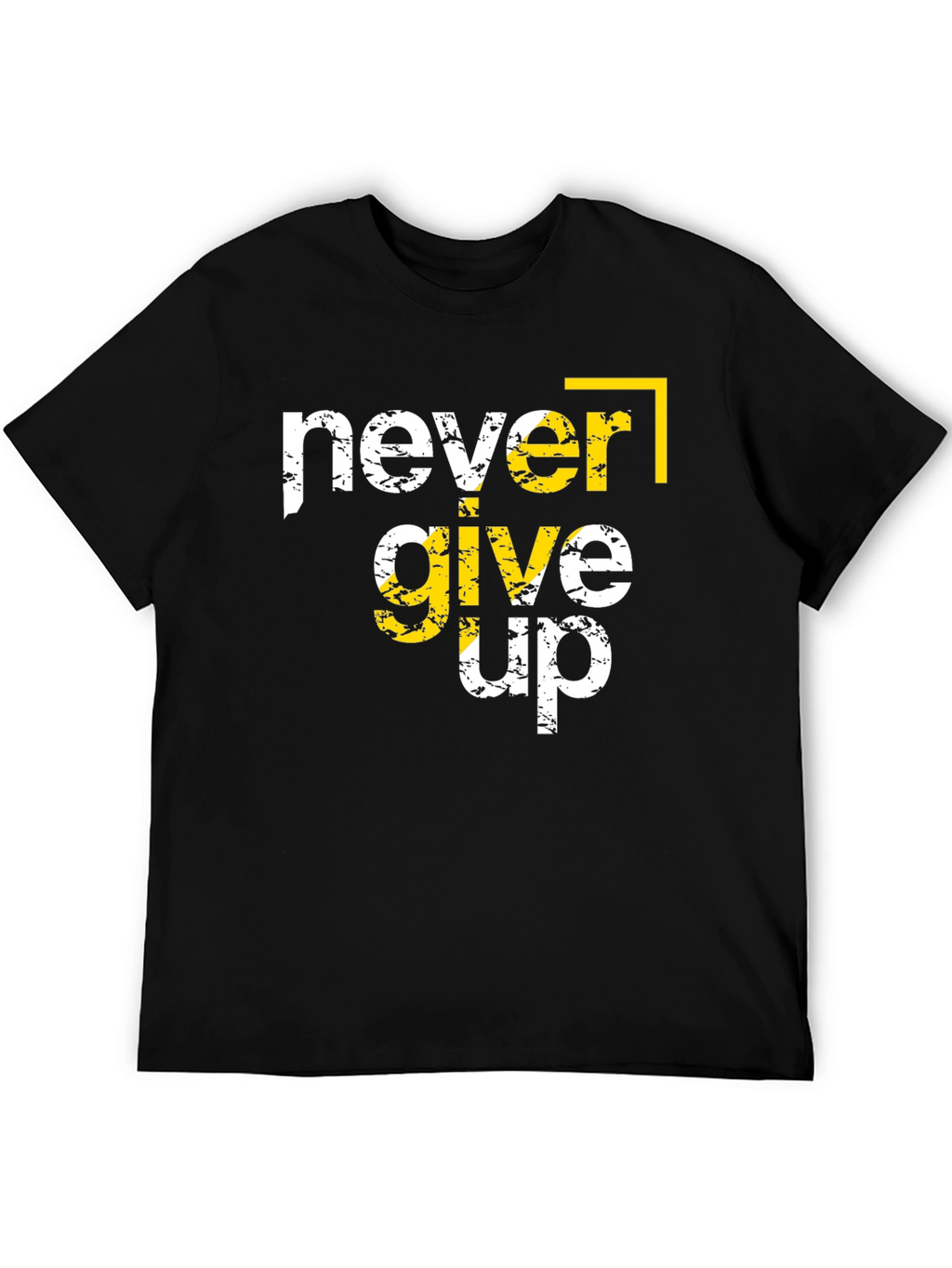 Never Give Up Graphic Tee - Black Cotton T-Shirt