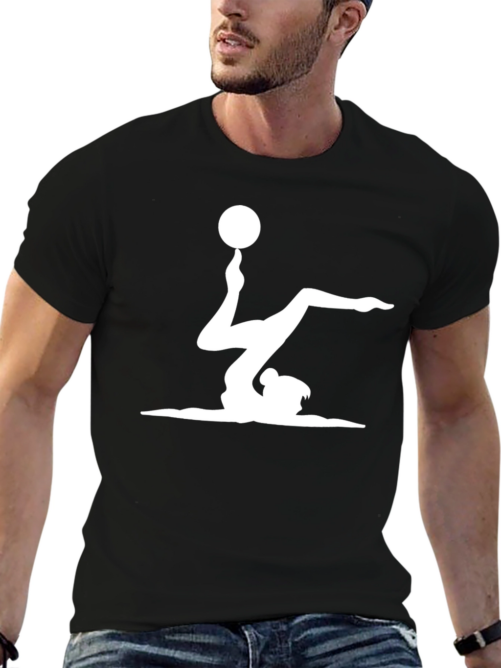 Gymnast Ball Balance Black T-Shirt