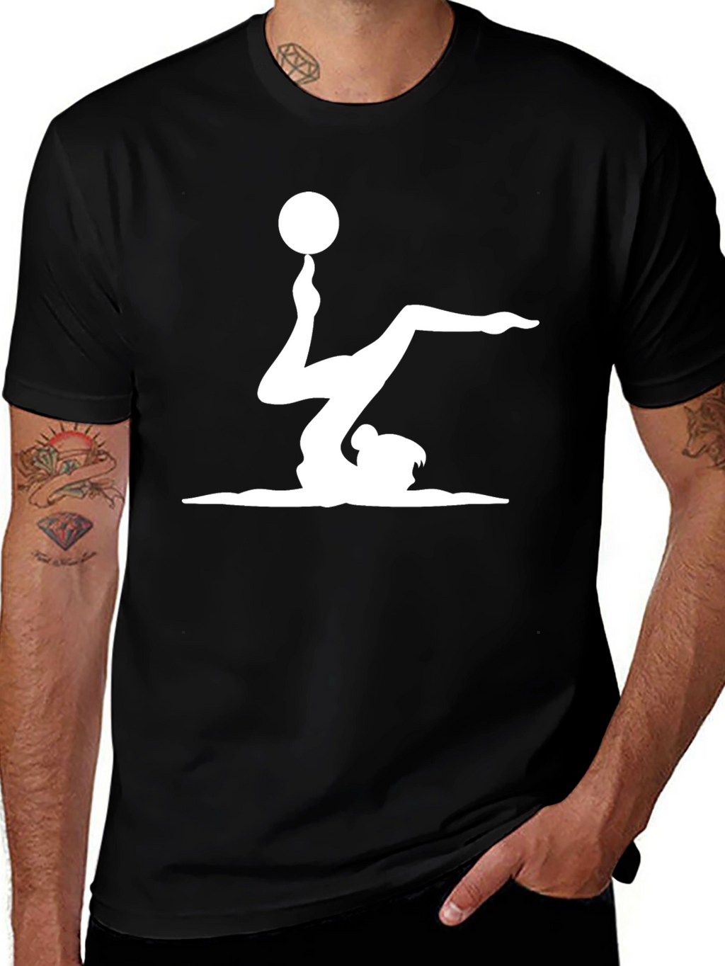 Gymnast Ball Balance Black T-Shirt