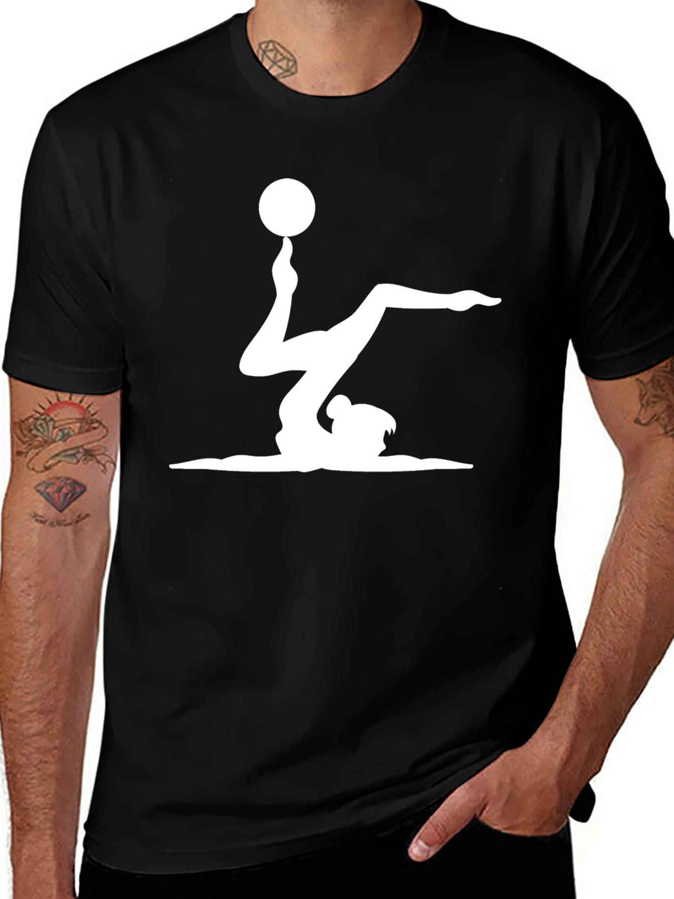 Gymnast Ball Balance Black T-Shirt