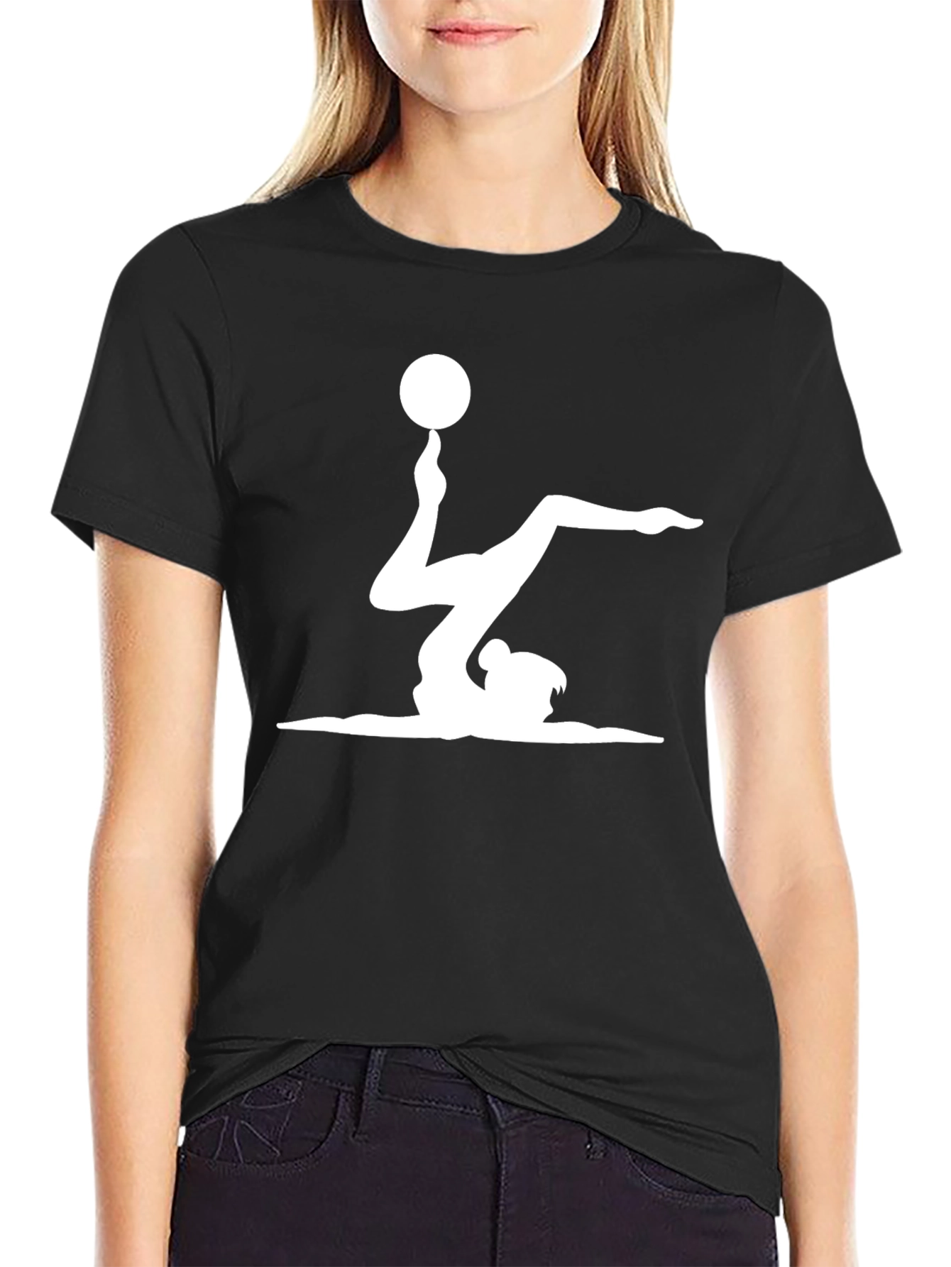 Gymnast Ball Balance Black T-Shirt