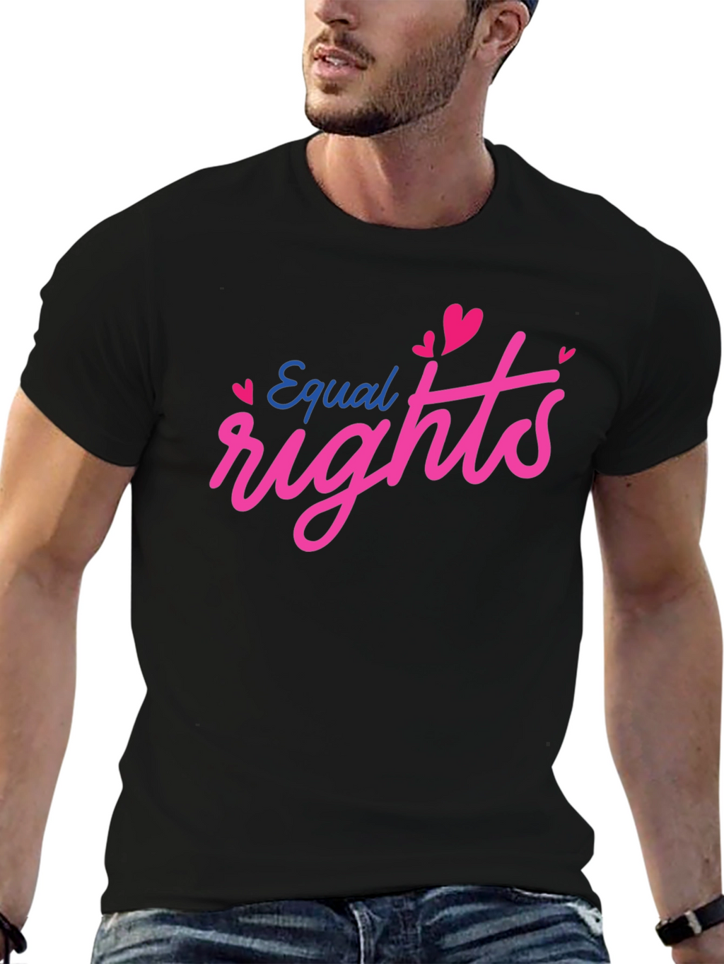 Equal Rights Love Heart Graphic Black T-Shirt