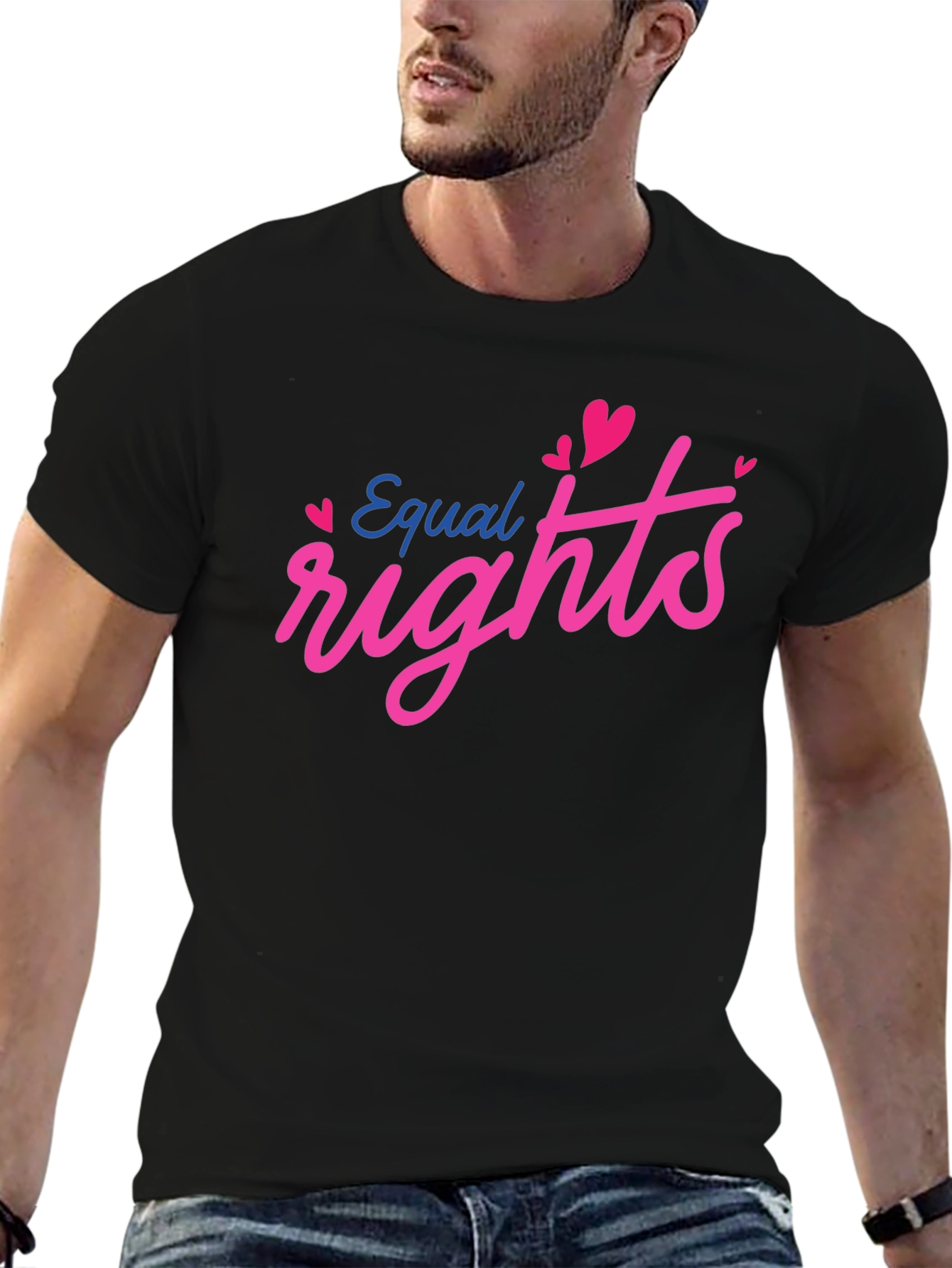 Equal Rights Love Heart Graphic Black T-Shirt