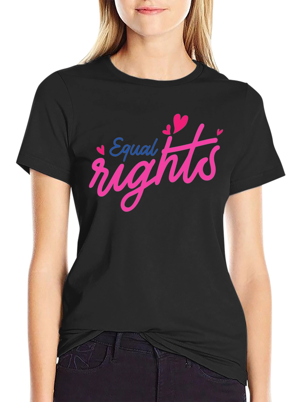 Equal Rights Love Heart Graphic Black T-Shirt