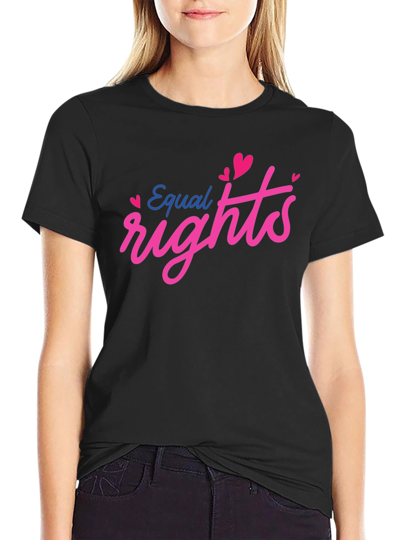 Equal Rights Love Heart Graphic Black T-Shirt