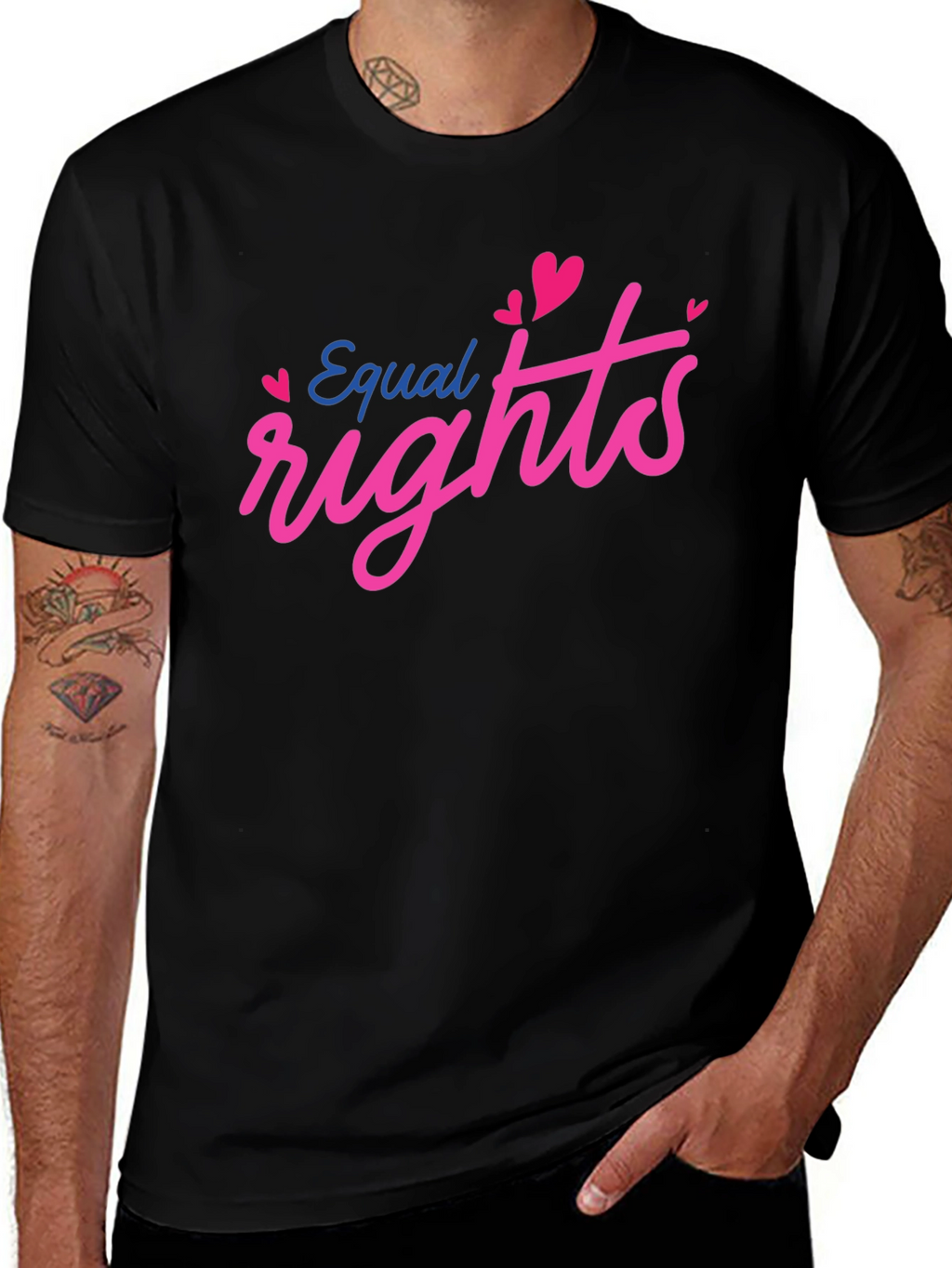 Equal Rights Love Heart Graphic Black T-Shirt