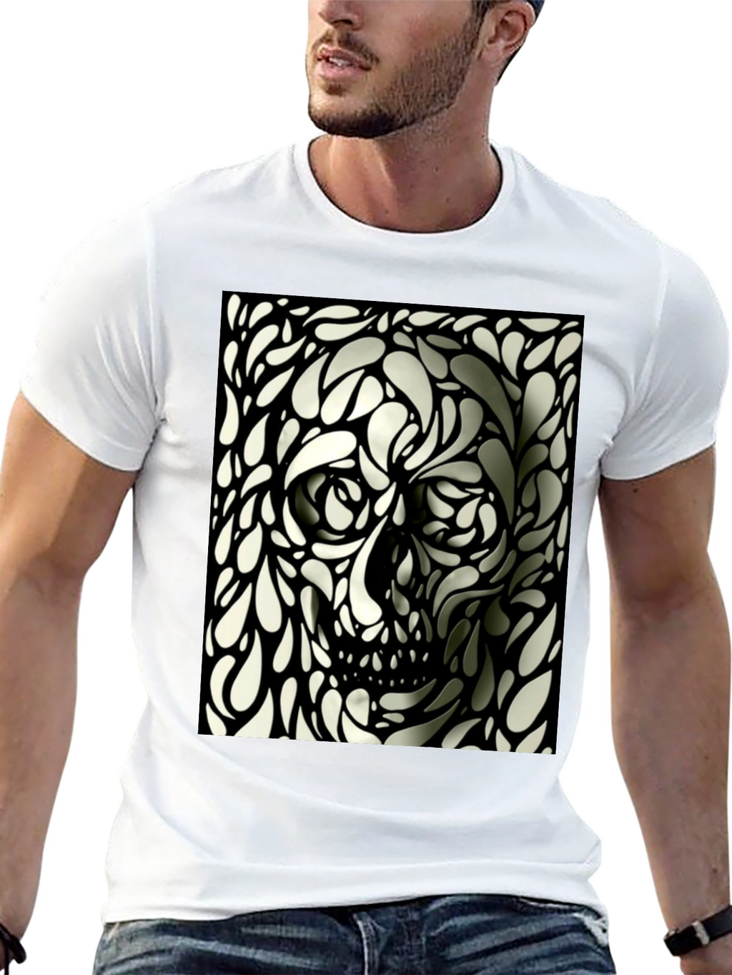 Abstract Skull Graphic T-Shirt - Modern Artistic Tee