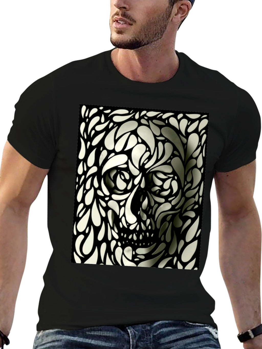 Abstract Skull Graphic T-Shirt - Modern Artistic Tee