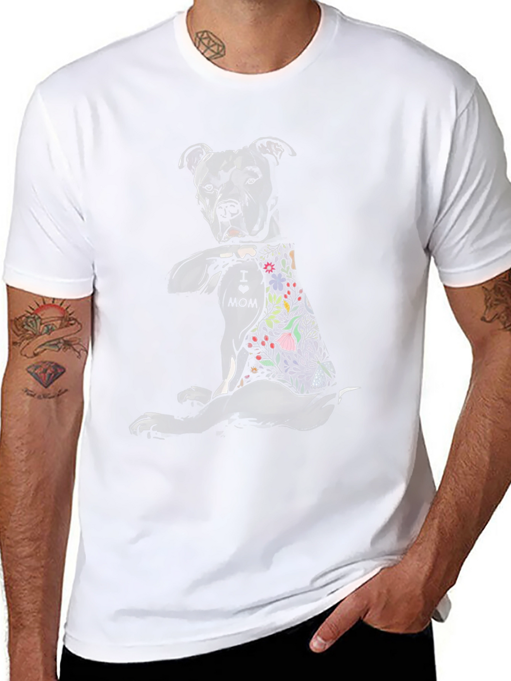 Pitbull Mom Tattoo Graphic T-Shirt