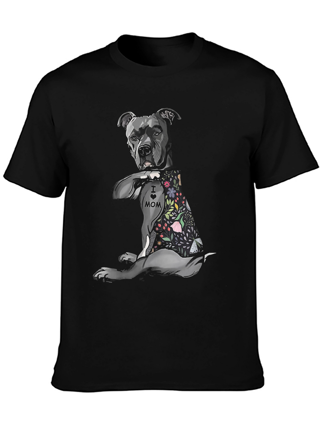 Pitbull Mom Tattoo Graphic T-Shirt