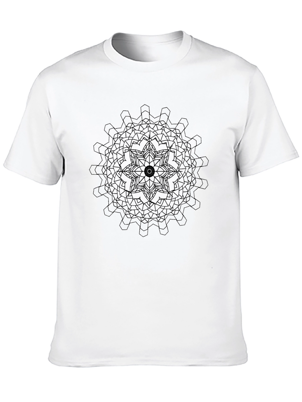 Geometric Mandala Graphic Tee - Black