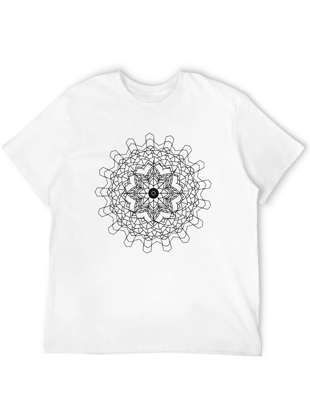 Geometric Mandala Graphic Tee - Black