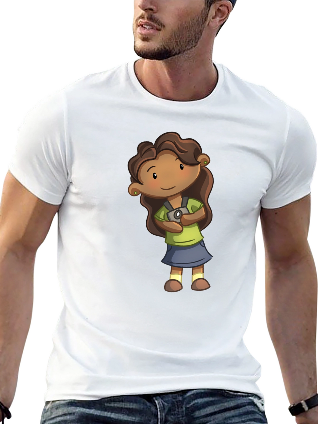 Girl Cartoon Graphic Tee - Black