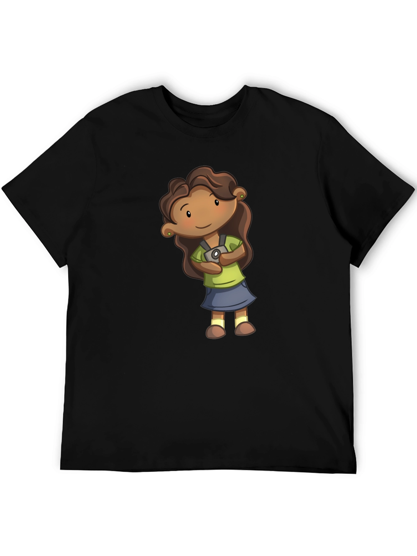 Girl Cartoon Graphic Tee - Black