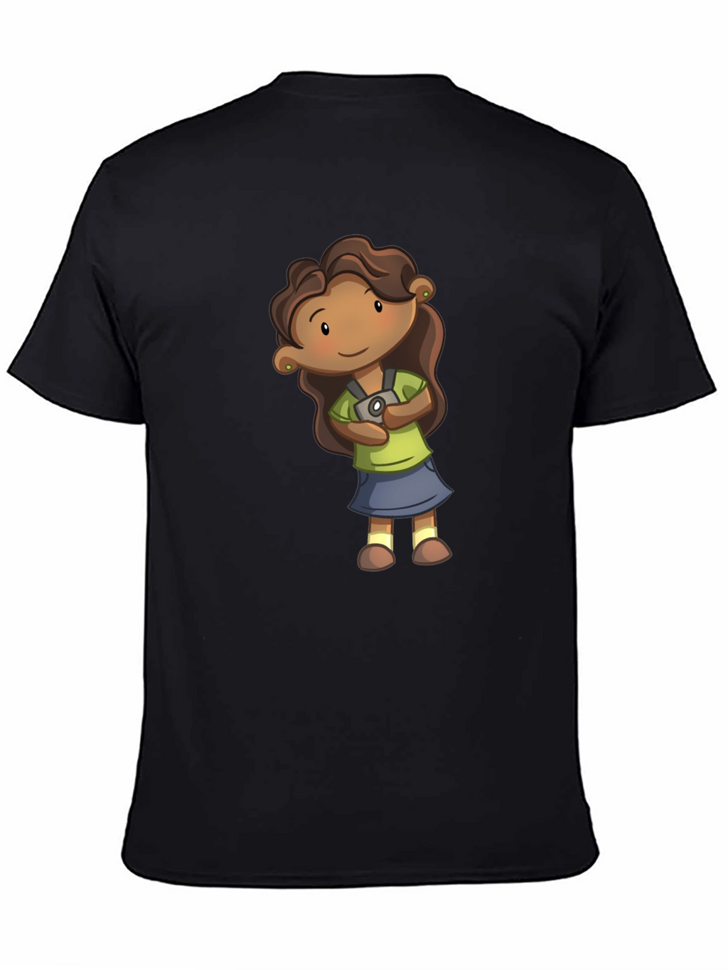 Girl Cartoon Graphic Tee - Black