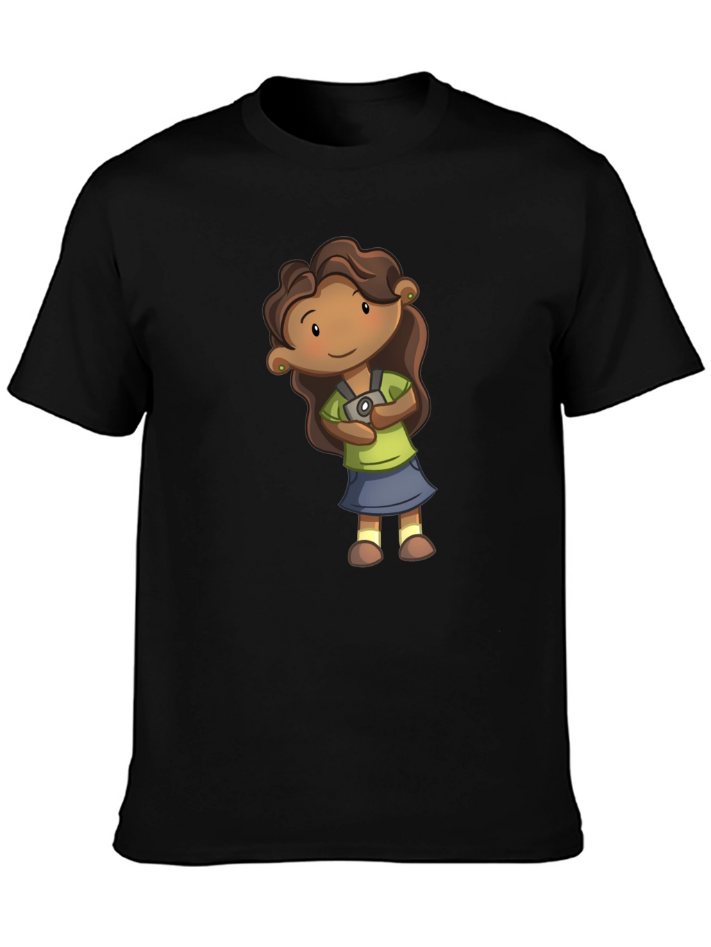 Girl Cartoon Graphic Tee - Black