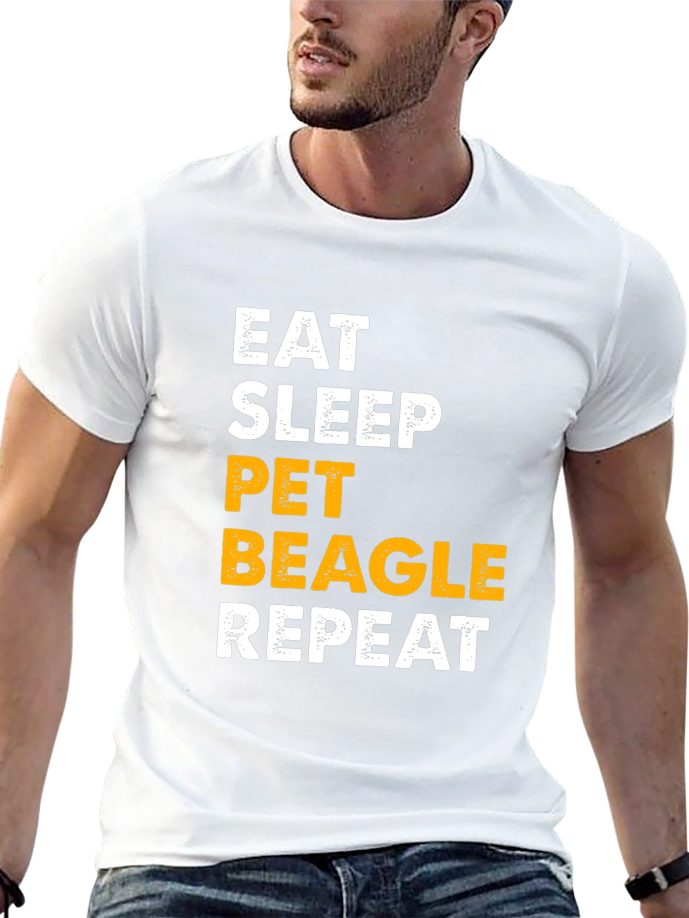 Eat Sleep Pet Beagle Repeat Graphic Tee