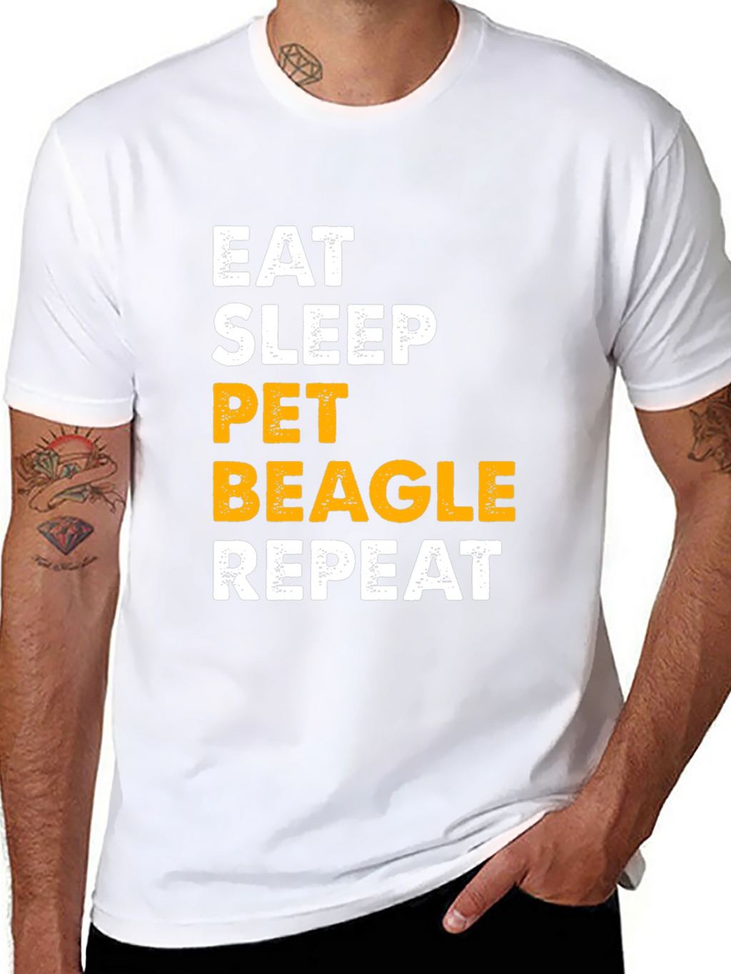Eat Sleep Pet Beagle Repeat Graphic Tee