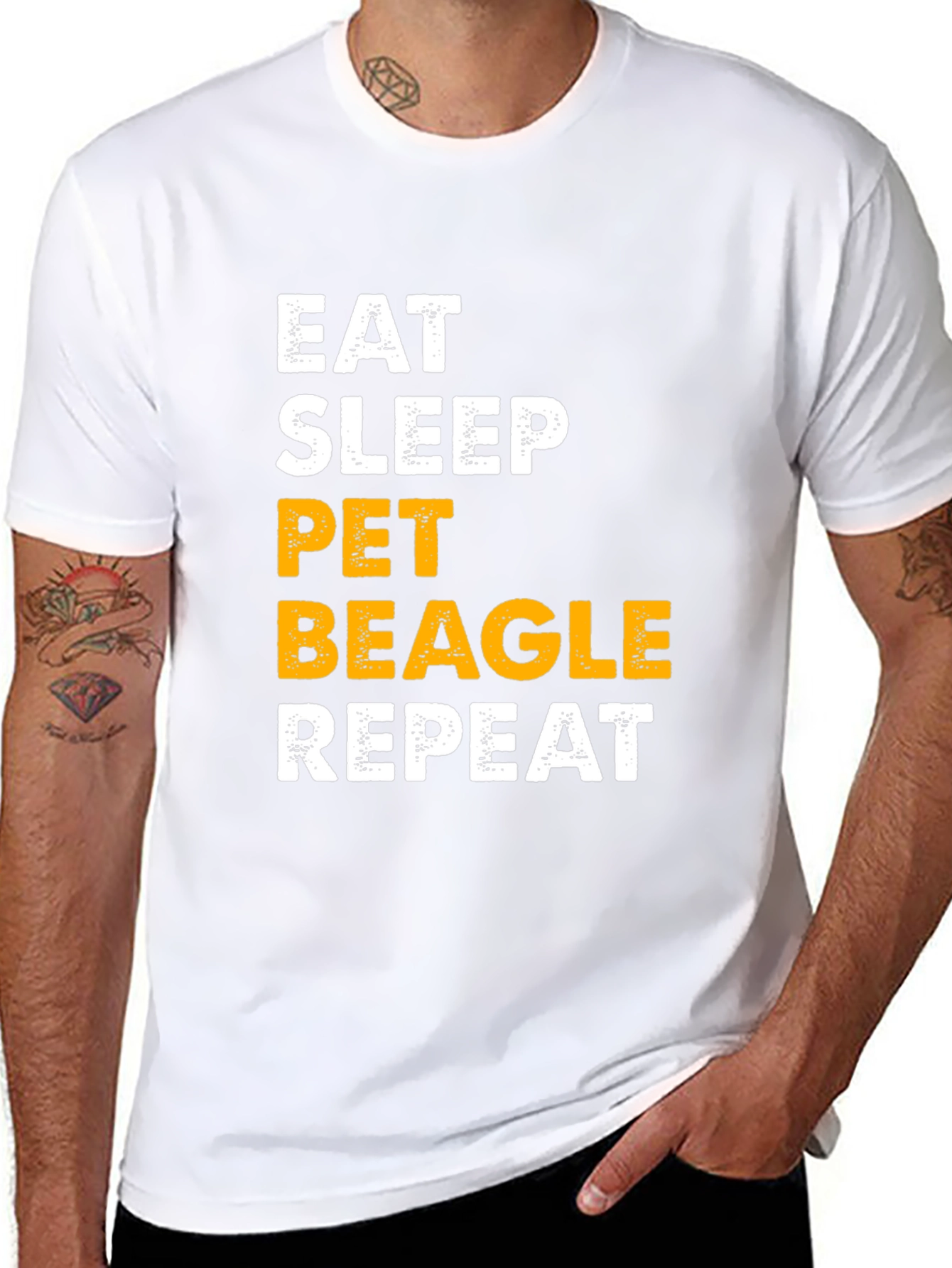 Eat Sleep Pet Beagle Repeat Graphic Tee