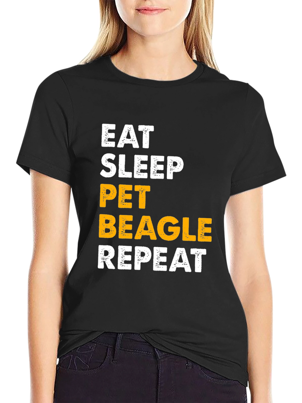 Eat Sleep Pet Beagle Repeat Graphic Tee